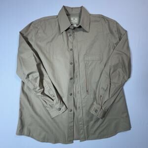 Beretta Outdoor Hunting Shirt XXL Khaki Long Sleeve Vented Mesh Lined Cotton 2XL